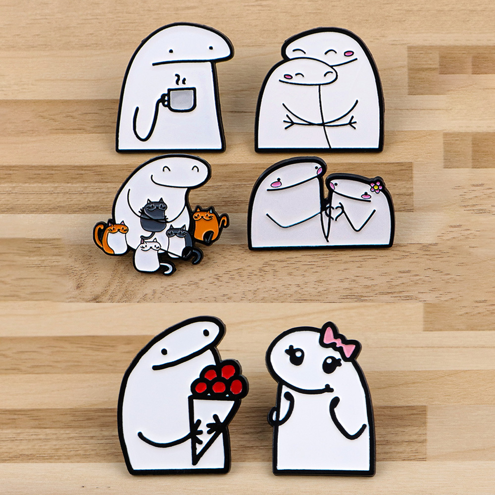 Men Accessories Drawing - Cartoon Stick Figure Drawing Metal Badges