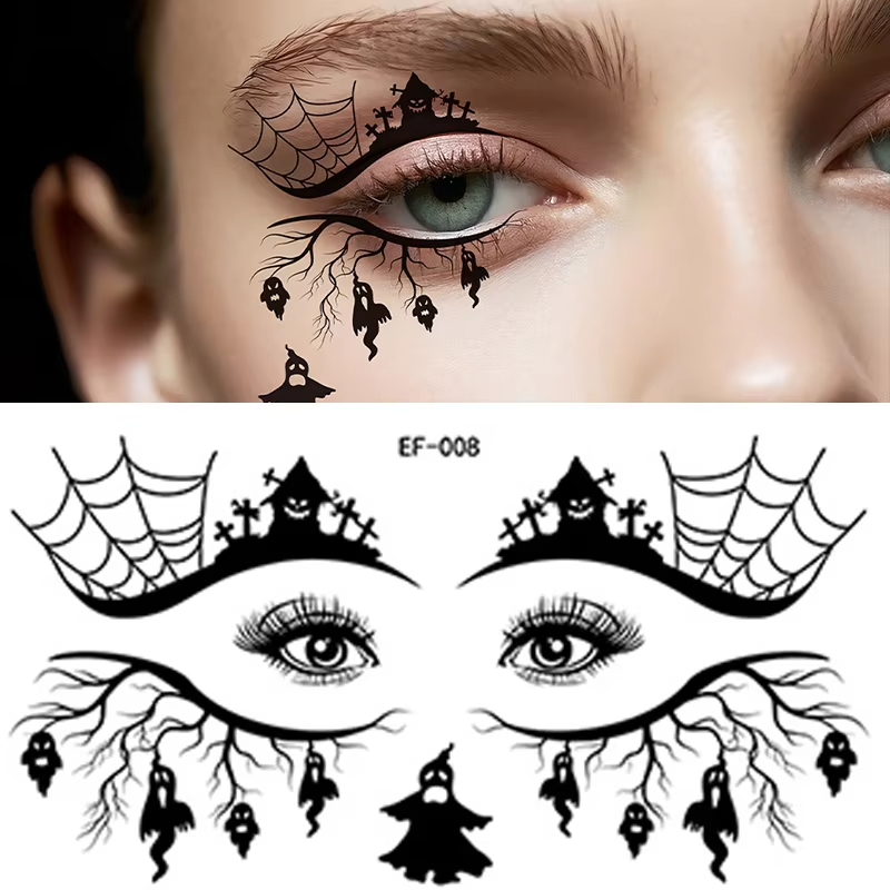 Men Accessories Combo Set - 10pcs/Set Realistic Spider Web Temporary Tattoos
