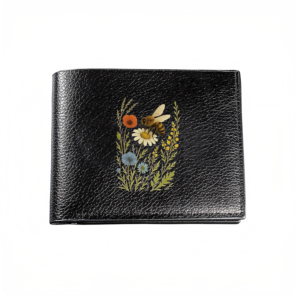 Men Accessories Photos - Bee And Wildflowers Design Men's Wallet
