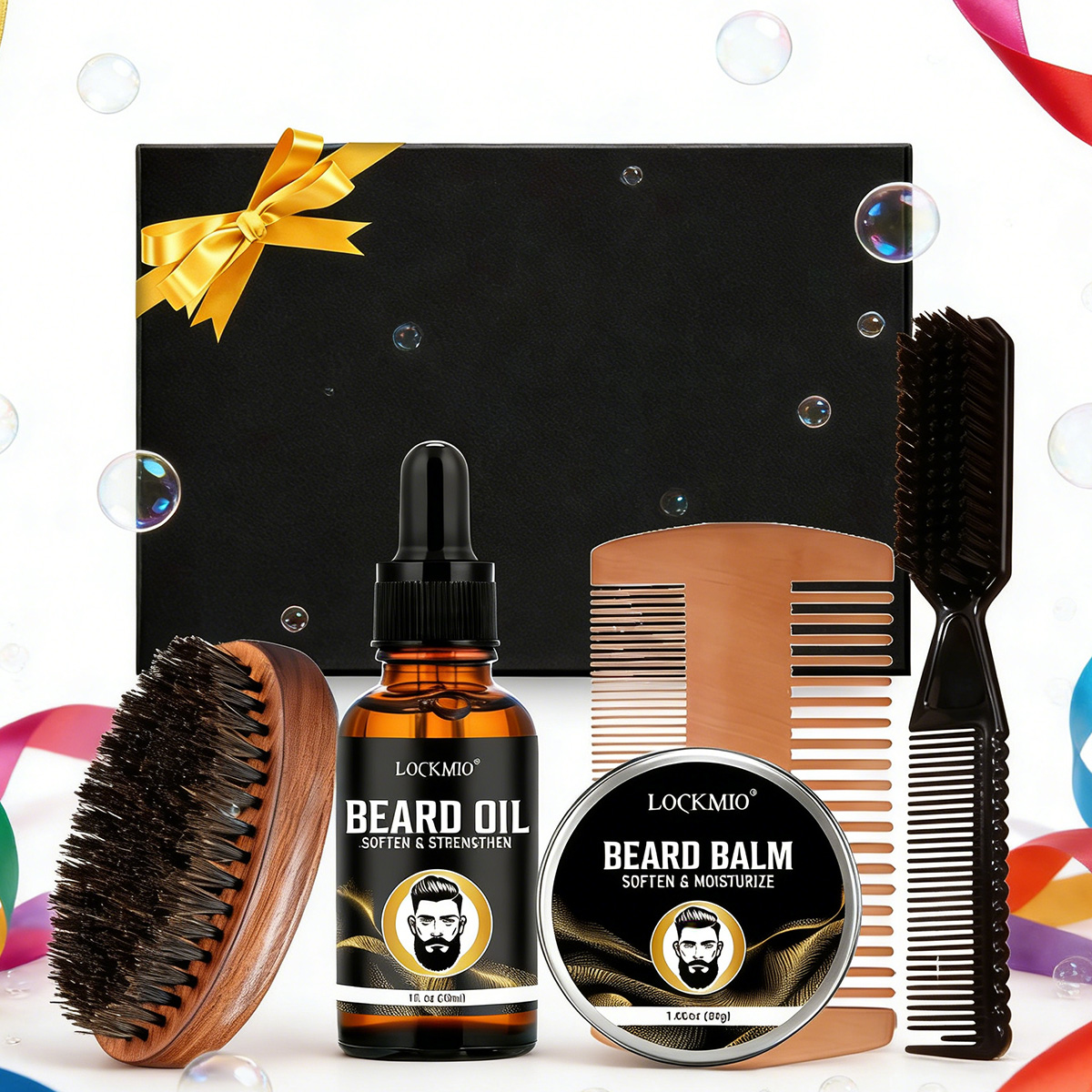 Men Accessories Combo Set - LOCKMIO Beard Care Styling Product for