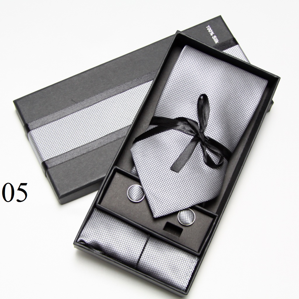 Solid Neck Tie Set Box Cufflin - огляд і ціна Men Accessories Combo Set