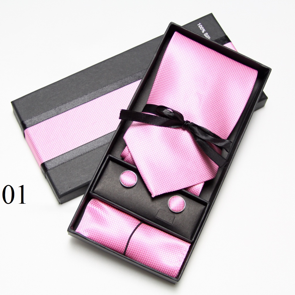 Solid Neck Tie Set Box Cufflin - огляд і ціна Men Accessories Combo Set